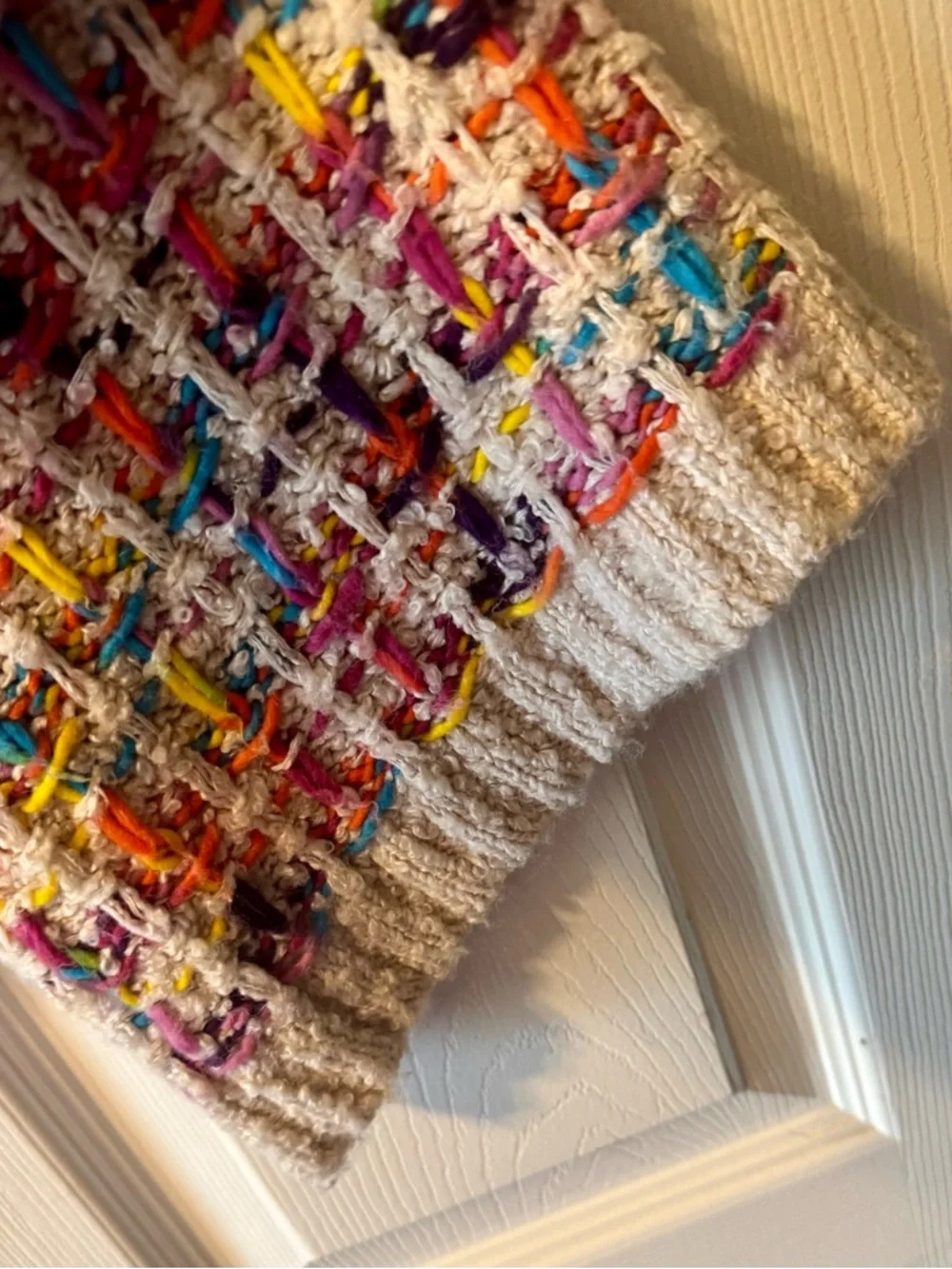 fab'rik Cream Multicolor Woven Crewneck Sweater - Picture 4 of 6